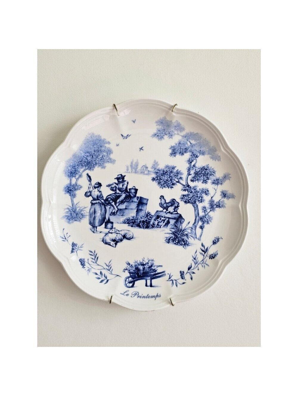 Lenox Le Printemps Luncheon Plate 9" | Vintage Blue White |  Scalloped Plate
